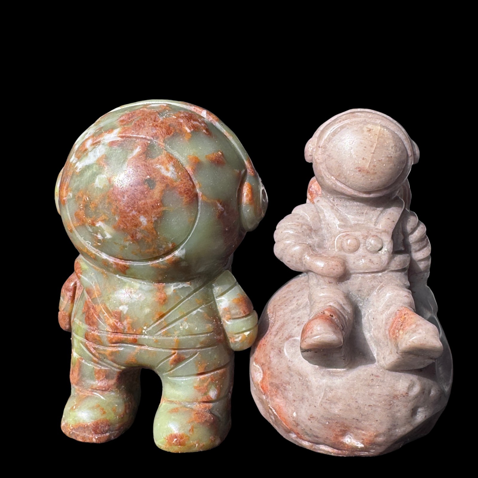 Space Astronaut Statue Set Modern Sci-Fi Home Office Shelf Decor Two Pieces