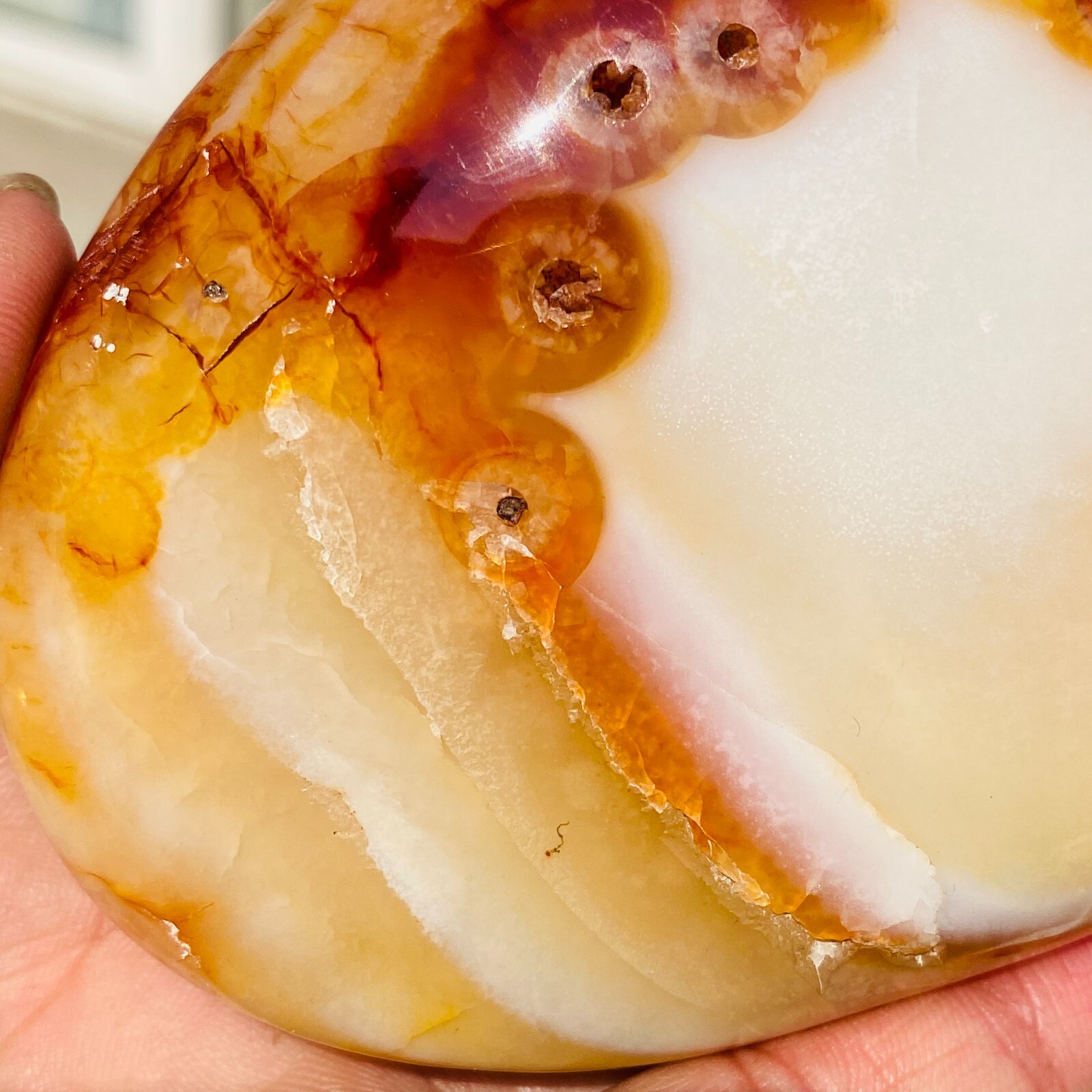 508g Large Beautiful Orange Chalcedony Agate Quartz Crystal Palmstone Specimen