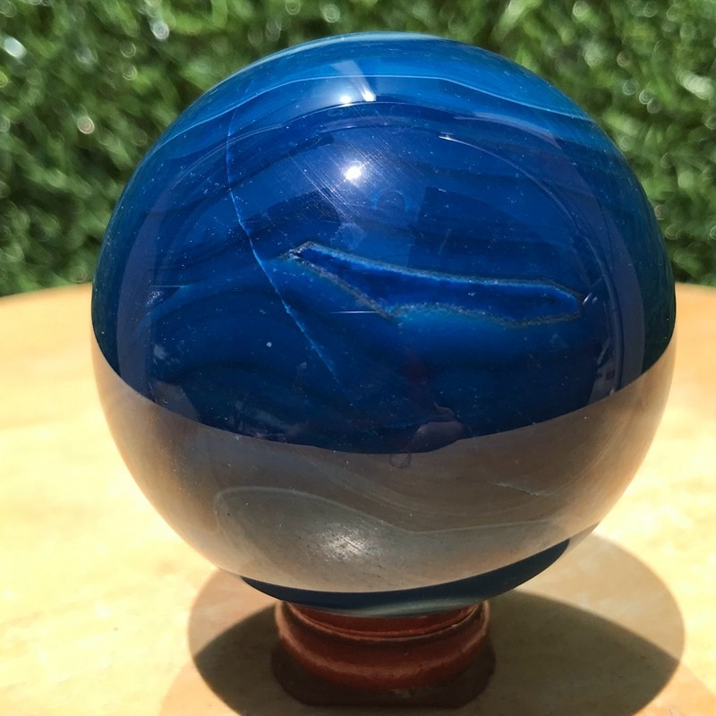 290G Rare Blue Agate Quartz Ball Crystal Sphere Mineral Specimen Healing