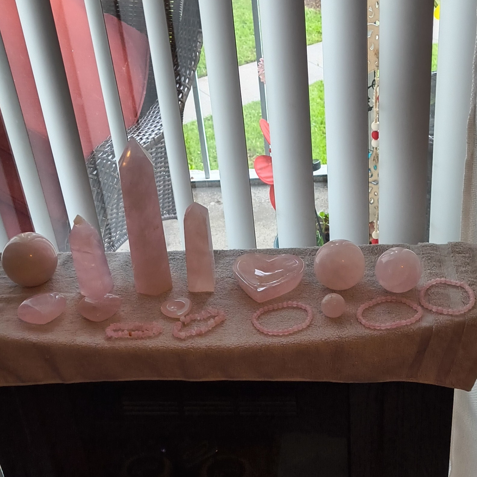 Rose Quartz Crystal Lot – Points/Towers, Spheres, Heart, Beaded Bracelets