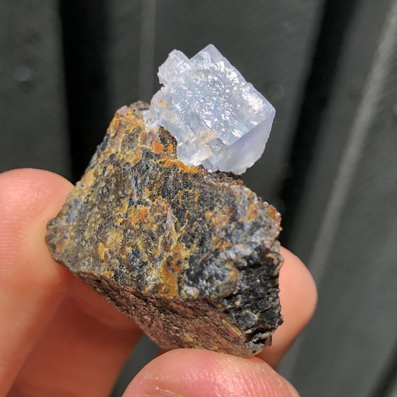 3.5cm Blue Fluorite on Sphalerite from Annabel Lee Mine, Illinois, USA