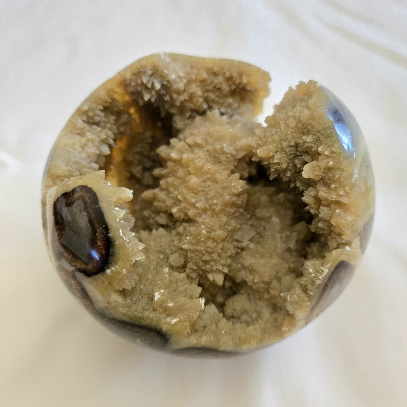 Geode Nodule Opened Polished 3 1/2″ Diameter Approximately Unbranded No Location