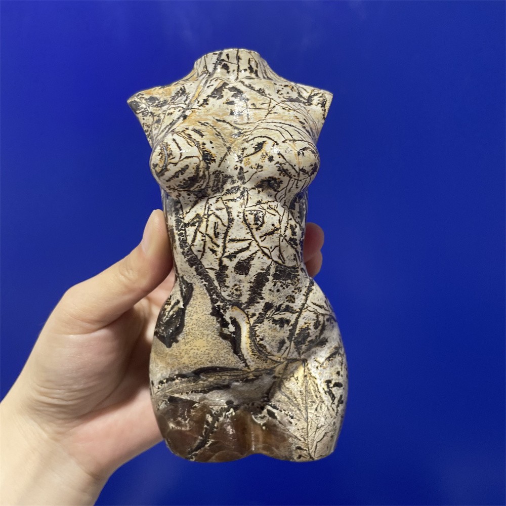 1.8LB 5.7″Natural Picture Jasper Lady Statue Crystal Reiki Carving Quartz Decor