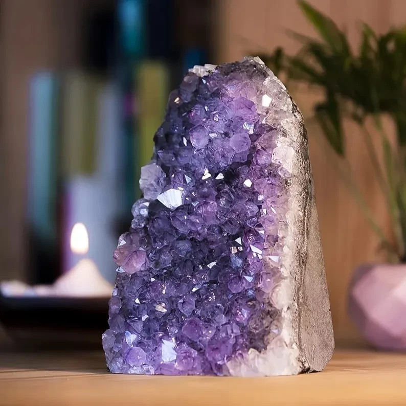 Natural Amethyst Cluster Geode Raw Crystal Mineral Specimens Metaphysical Decor