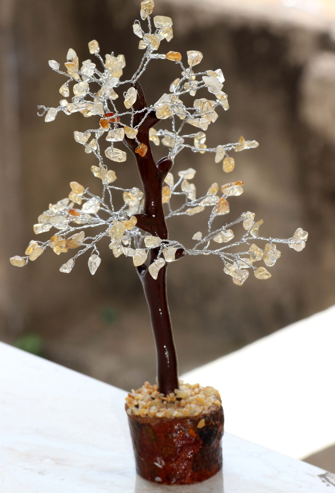 Lemon Crystals 150+ Gemstones SIlver Branches Tree Decor 8-9.5″ JW