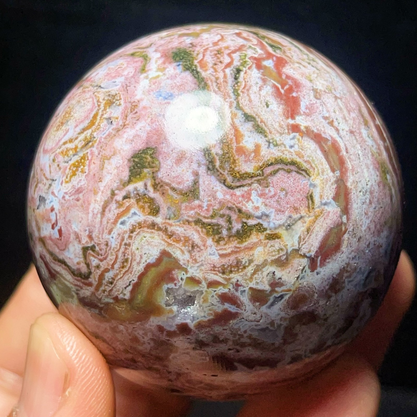 TOP 290G Natural Ocean Jasper Sphere Crystal Healing L7908