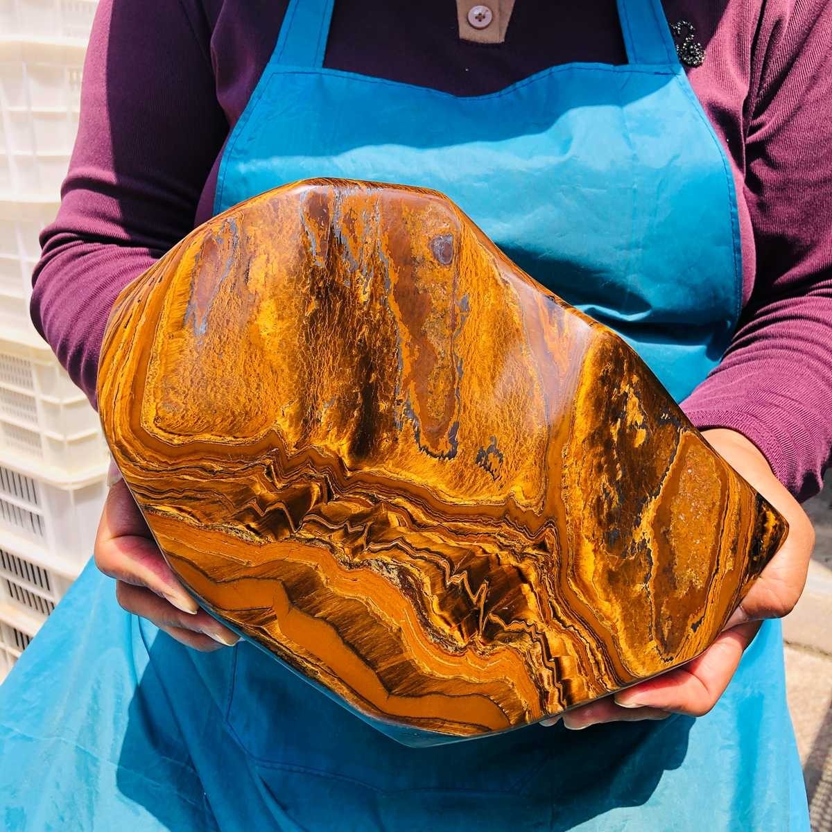 8.99 LB Natural Tiger Eye Polished Specimen Home Decor Raw Healing Stone 5353