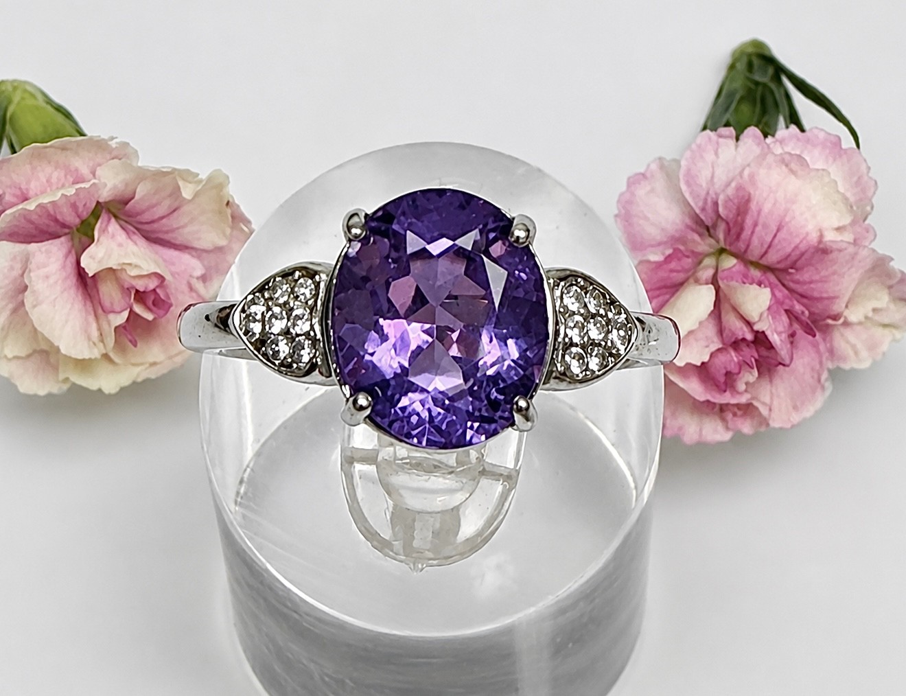 Wholesale 7 pcs Faceted Natural Amethyst Stainless Steel(316) Rings 9x11mm