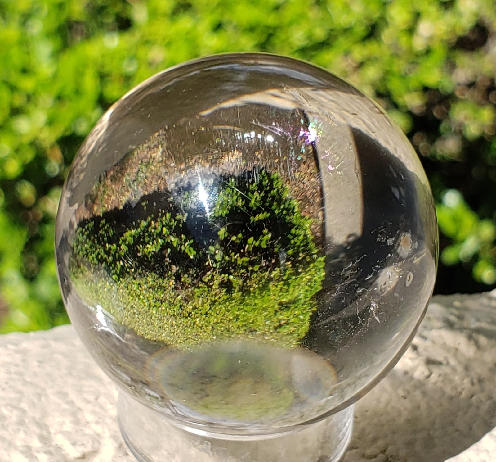 1.85″ Natural Clear Quartz Sphere Orb Ball Rainbows, 148g or 5.2 oz