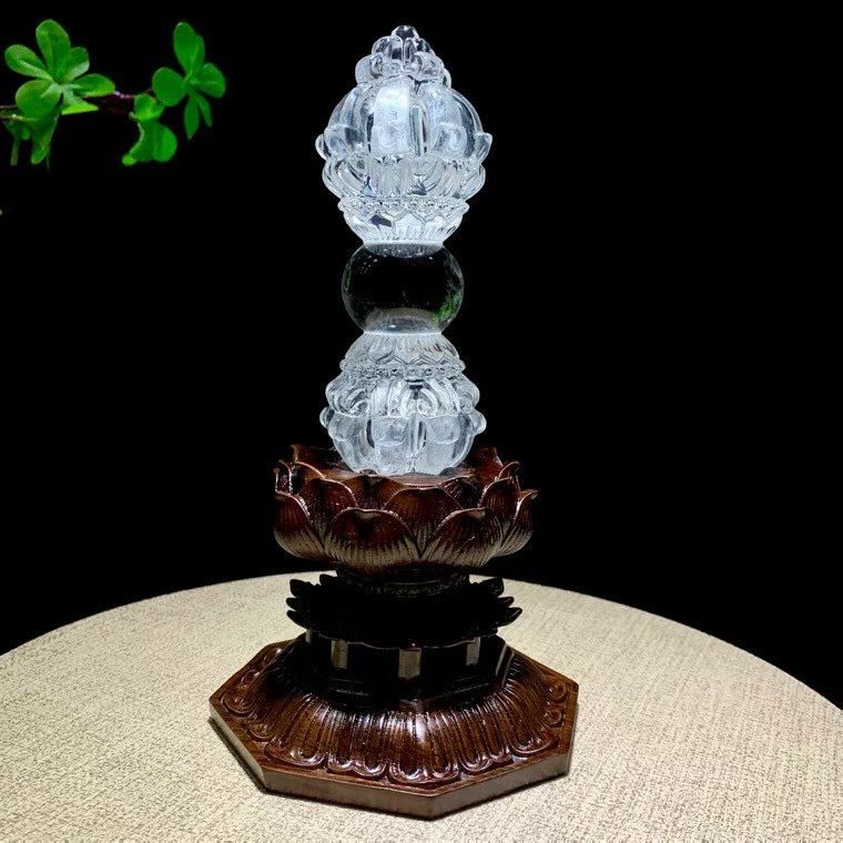 210*110MM TOP Natural 99% clear quartz carved Energy vajra pestle crystal +stand