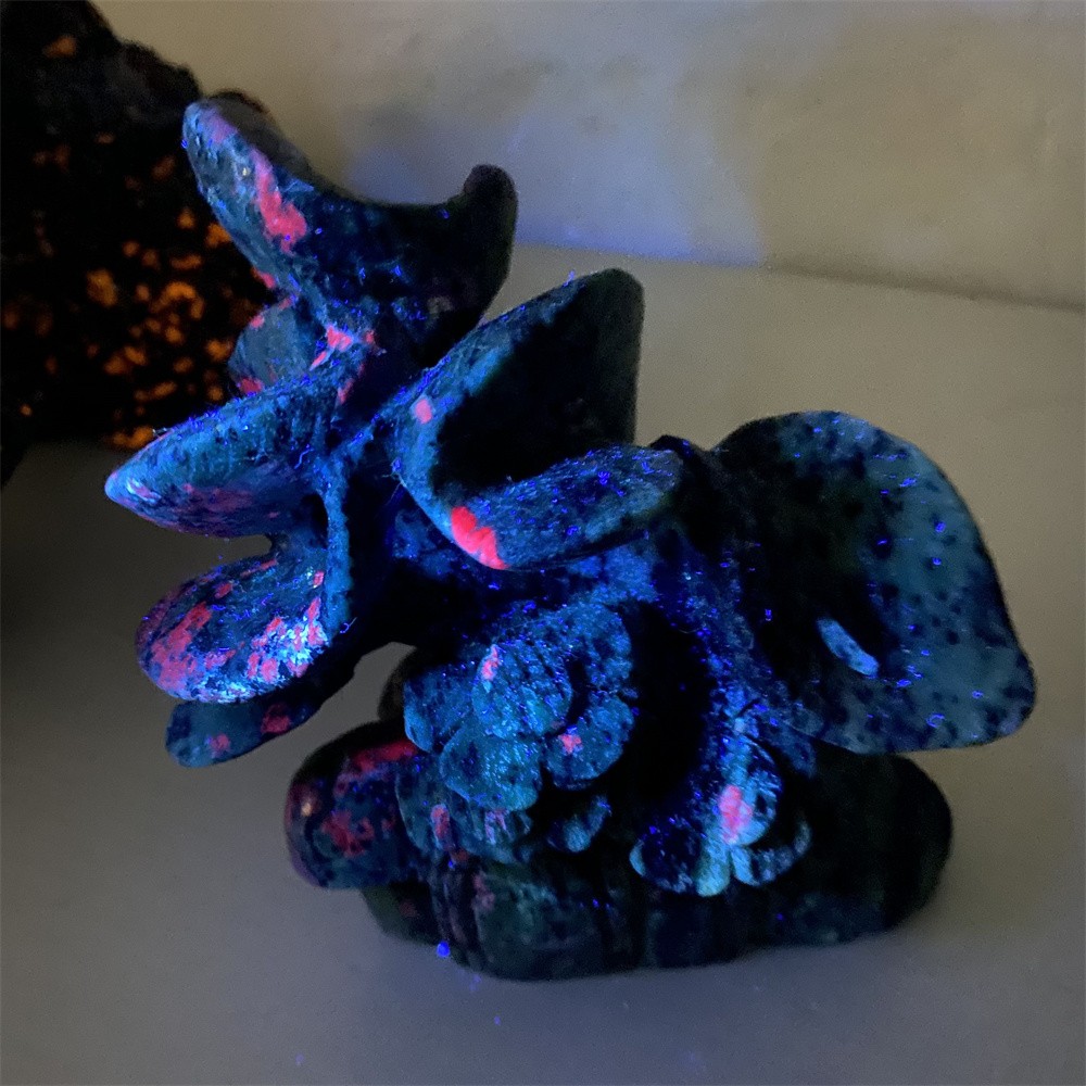 3.8LB 7″ Natural Ruby In Zoisite 9-Tailed Fox Statue Crystal Reiki Carving Decor