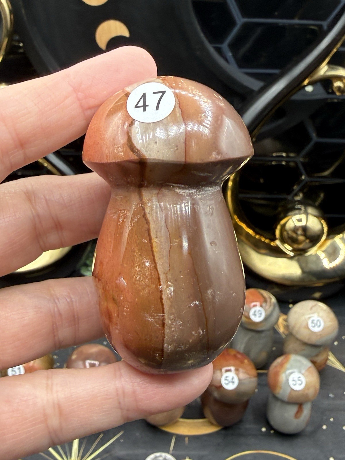 Natural Polychrome Jasper Mushrooms Carvings Free shipping