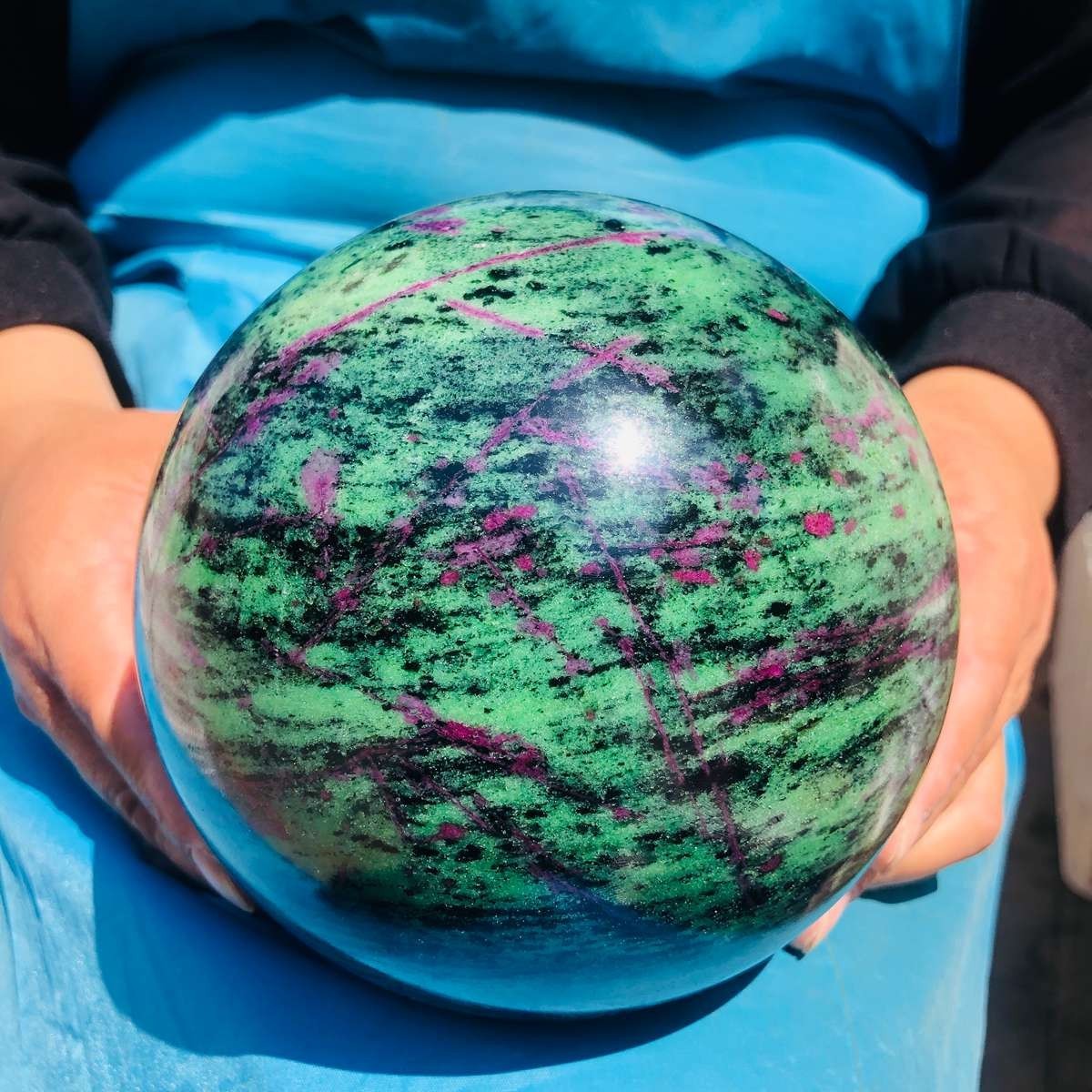 7.7LB Natural green Ruby zoisite (anylite) crystal ball sample Healing