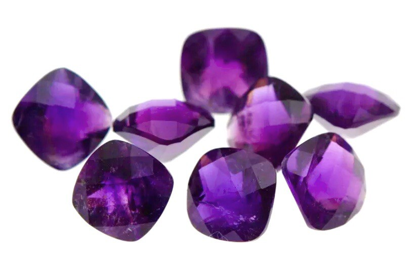AMETHYST Purple Faceted Quartz Crystal Gemstone Cushion AUTHENTIC Gem A++ Grade