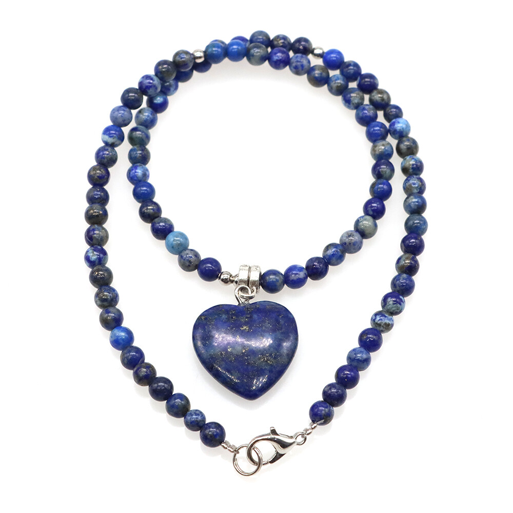 20mm Mini Love Heart Shaped Stone Pendant Necklace Healing Crystasl Jewelry Gift