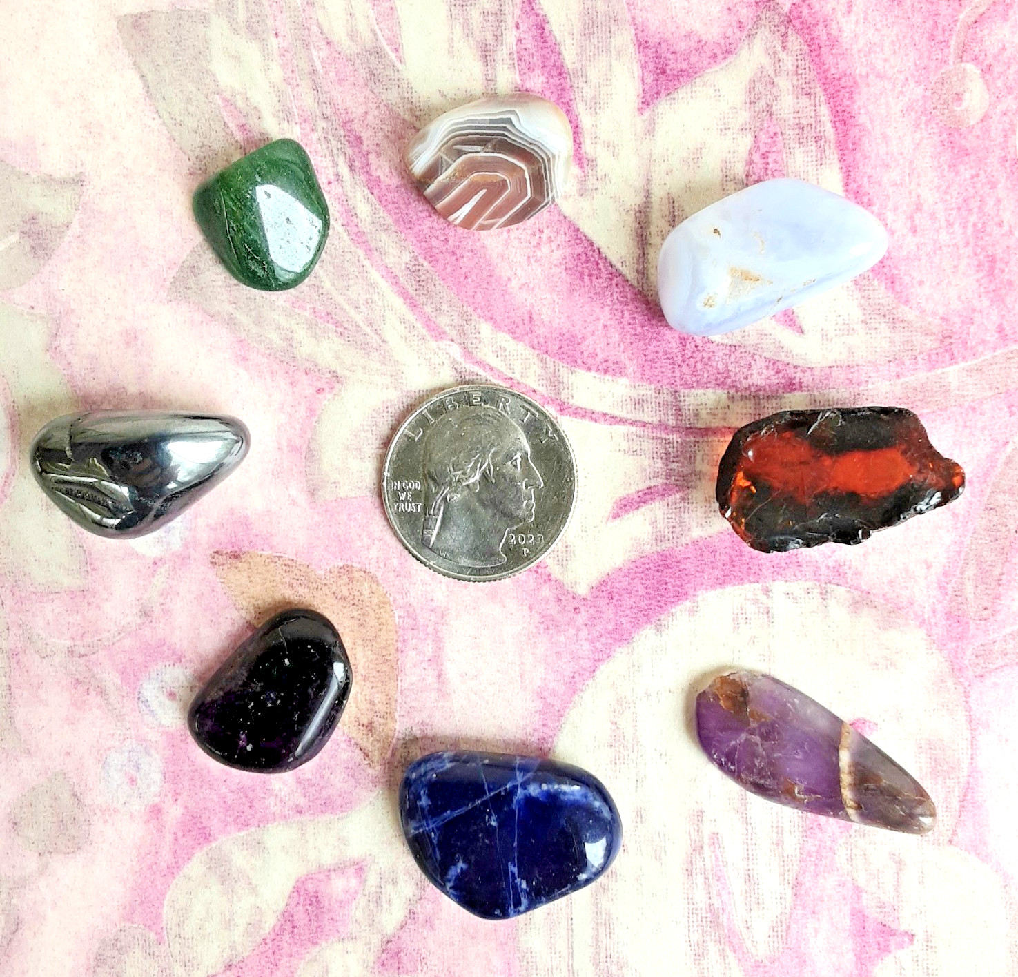 Tumbled Natural Assorted Mix Small Gemstone 8 Stones 46grams Gem Rock Specimens