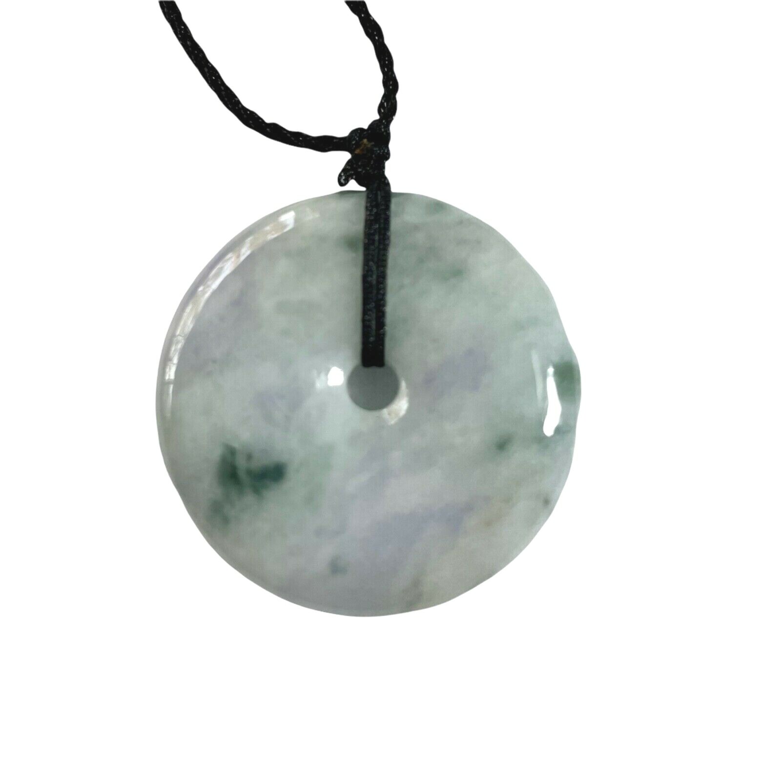 Certified Grade A 100% Natural Green Lavender Jade Donut Pendant 37mm 14.88g