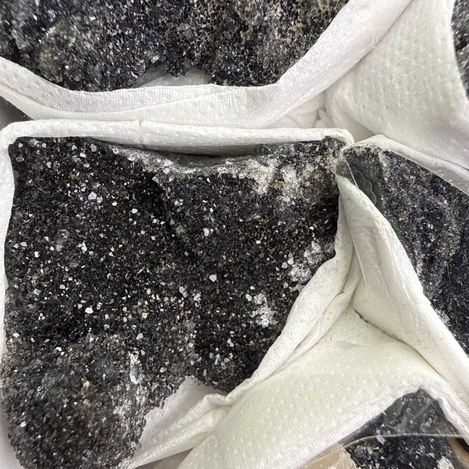 Natural Black Amethyst Zeolite With Calcite Flat! Whole Box! Crystals! Specimen!