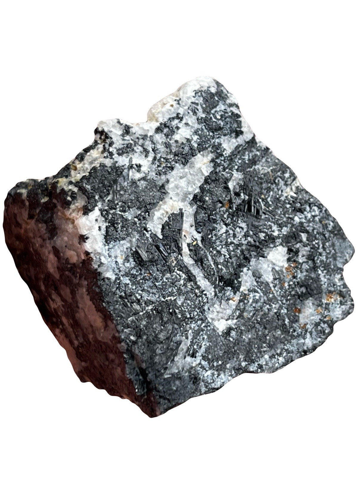 Black Tourmaline, Red Garnets And Quartz. Crystals Gemstones Rocks Minerals