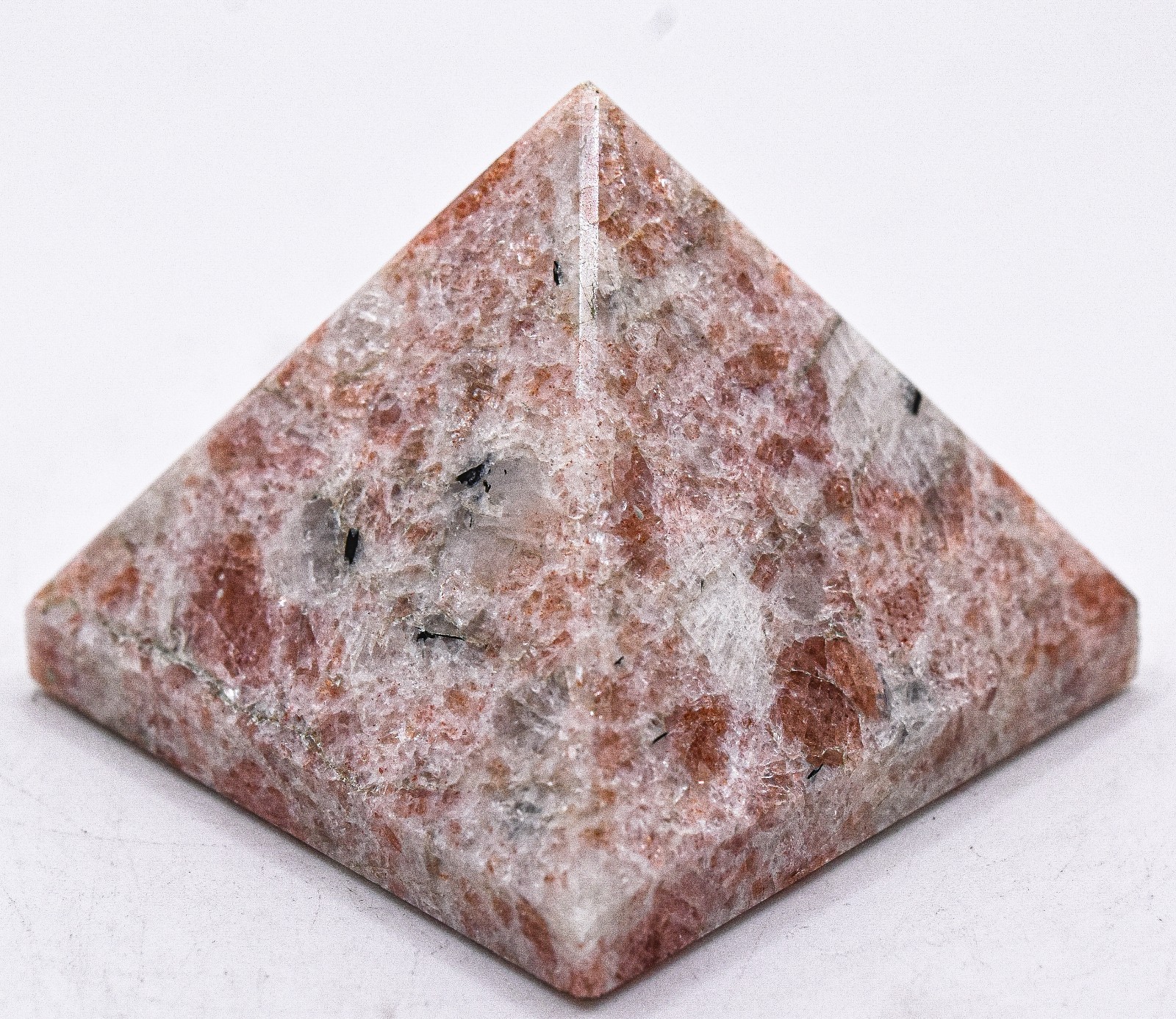48mm 100g Sunstone Pyramid Polished Sparkling Feldspar Gemstone Mineral – India
