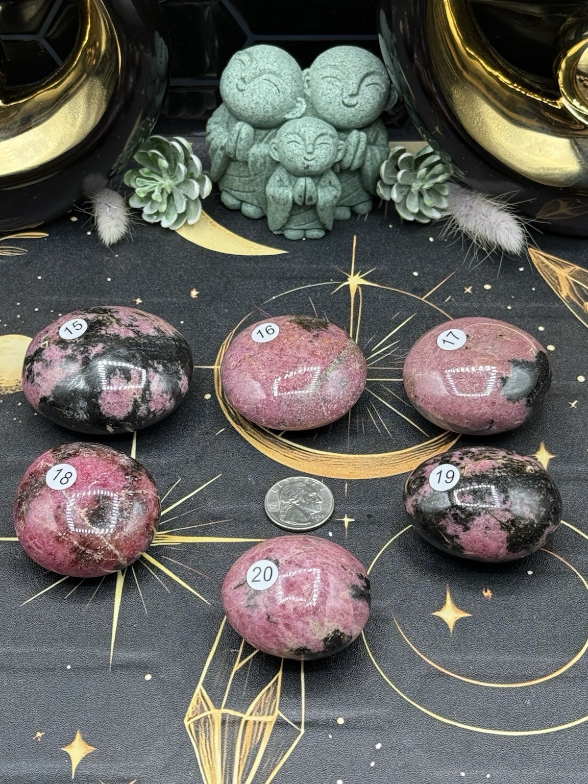 Natural Rhodonite Classic colors Palmstone Chunky with weight Free shipping