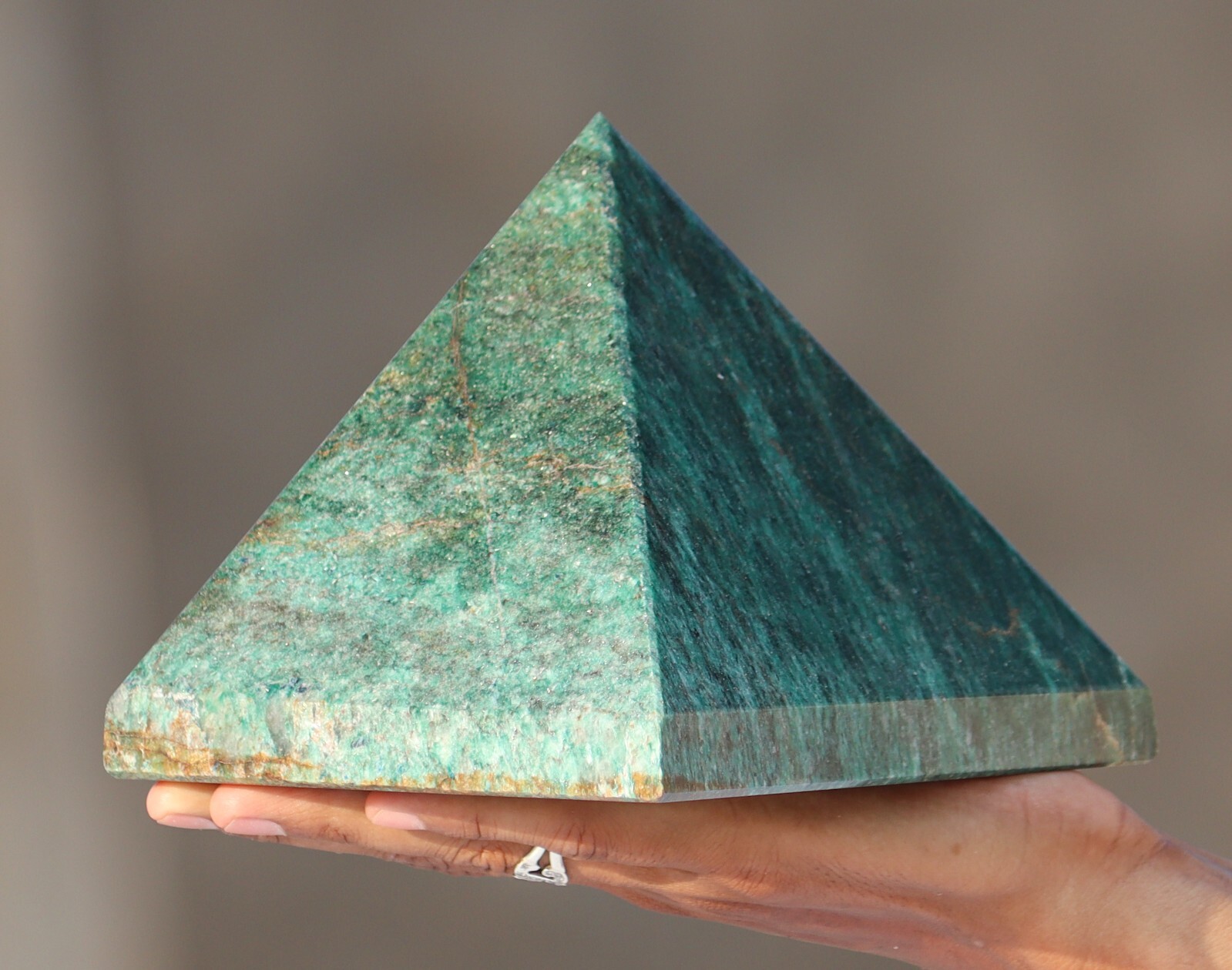 7.5LB! 150MM Green Kyanite Pyramid Natural Reiki Energy Healing Crystal Stone