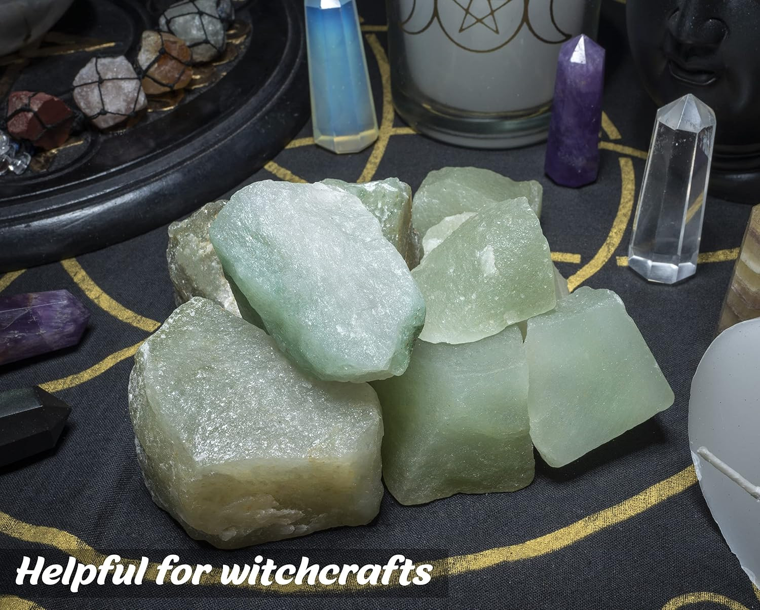 Green Jade Rough Gemstones for Jewelry Making, Raw Stones and Crystals Bulk