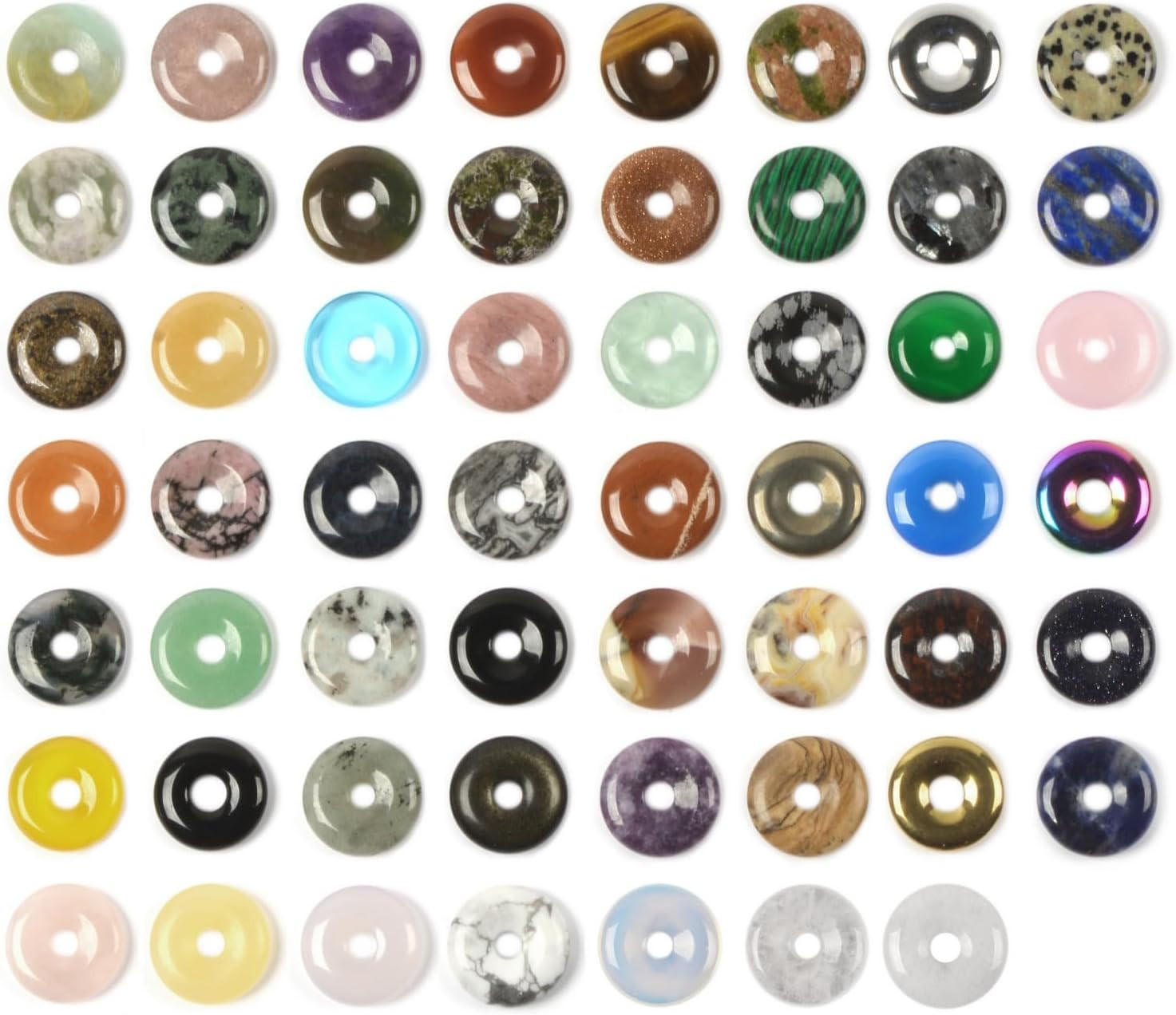 Wholesale Assorted Peace Donut Healing Crystal 20Mm Circle Mini Coin Shaped Ston