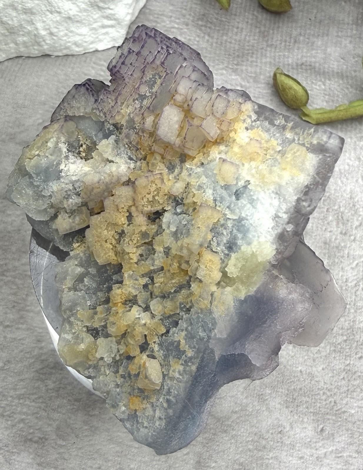 Crystal 96g Purple Blue Clear Fluorite Cluster Cube Specimen Mineral Raw