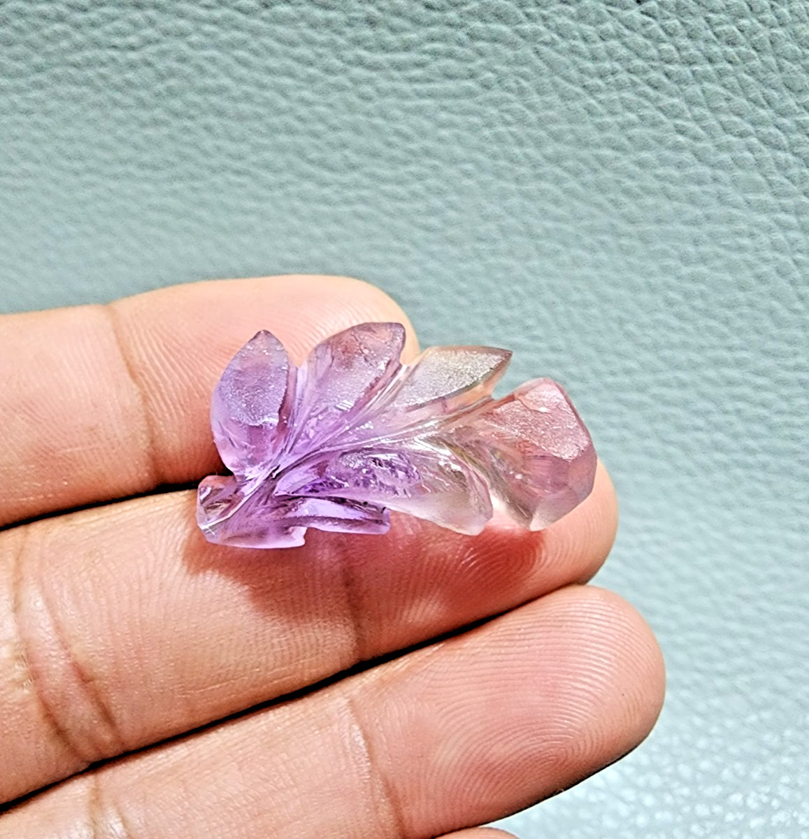 Unique Purple Ametrine Flower Shape Carving 37 Ct Stone Jewelry Making Gemstone