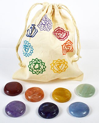 7 Chakra Stone Set with Cotton Bag Meditation Reiki Healing Crystals