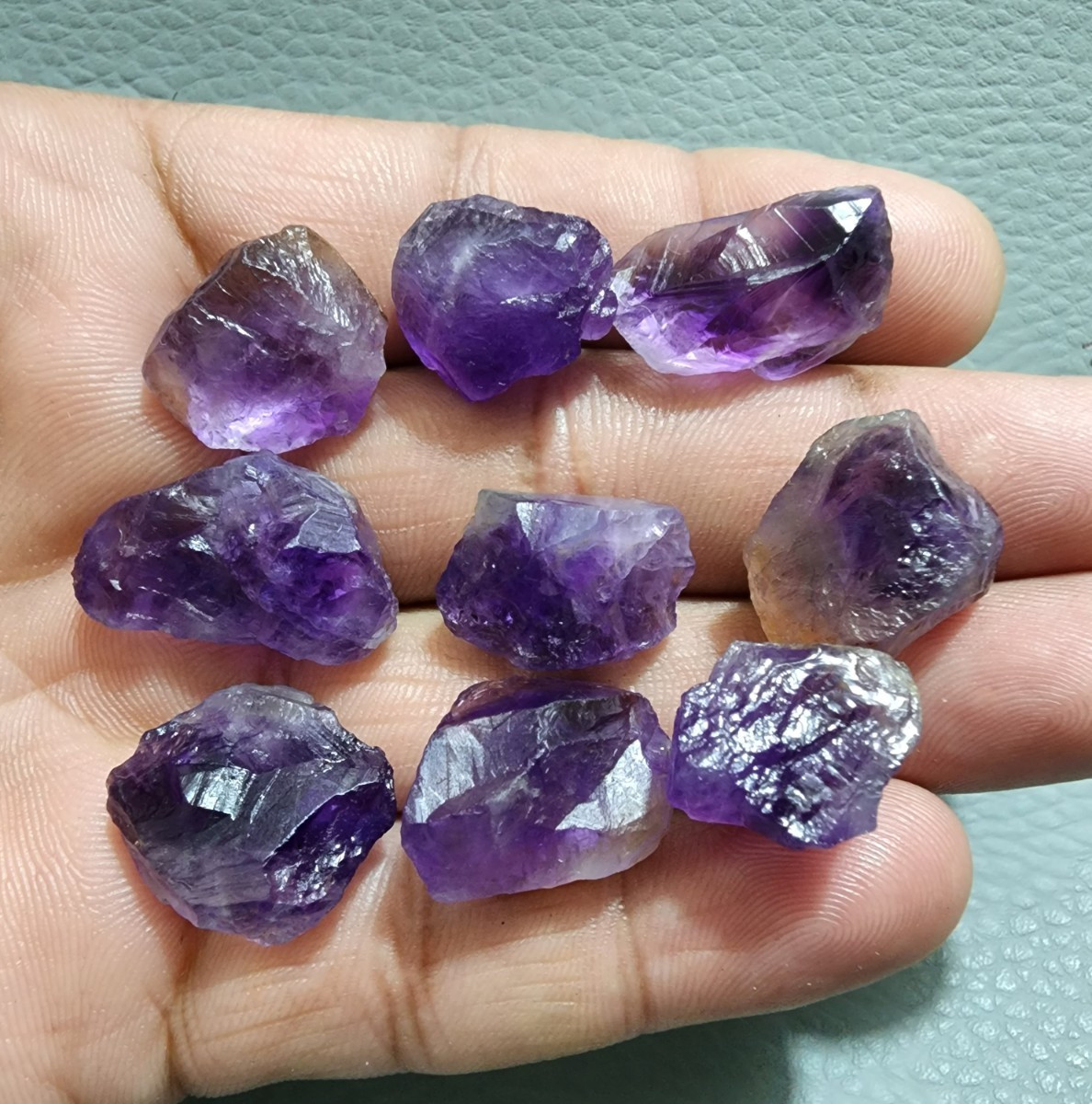 9 Piece Excellent Purple Amethyst Rough Gemstone Raw Size 17-23 MM Crystal Rough