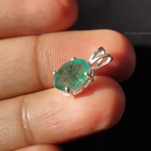 Natural Certified 15Ct Green Emerald Oval IGL Loose Gems 925 Silver Pendant 6JHN