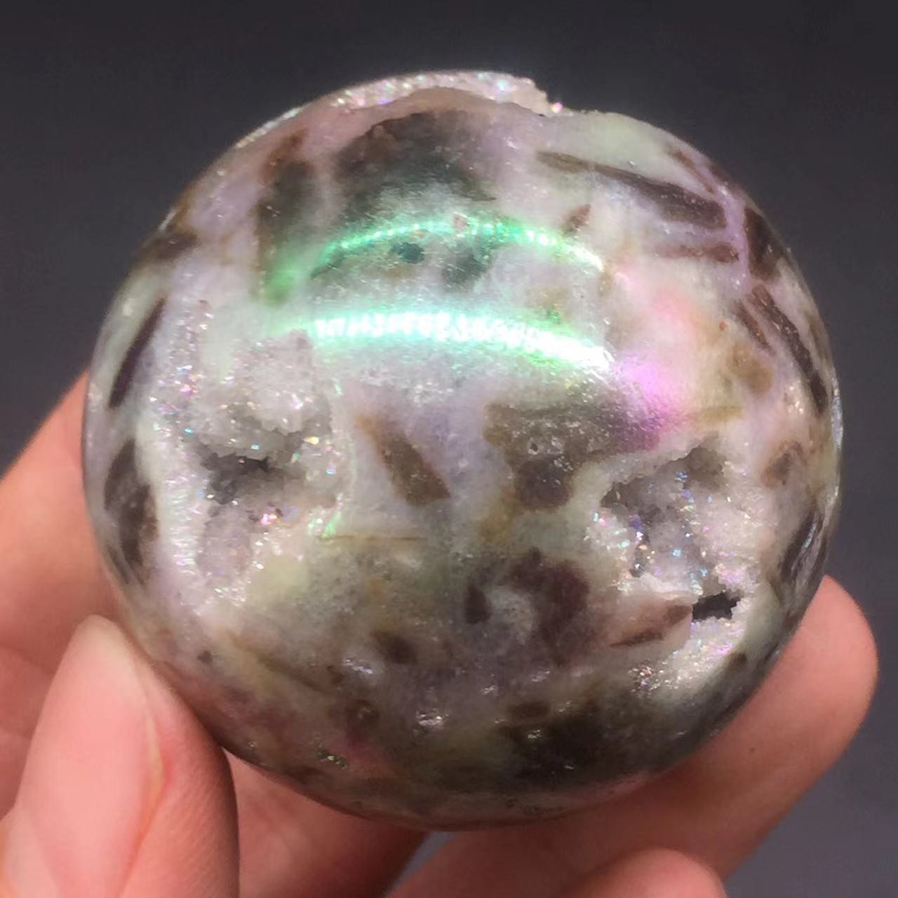 Angel Aura Natural Sphalerite Crystal Geode Druzy Ball Healing Decorate 45mm