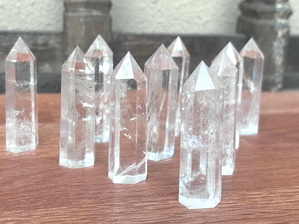 10pcs Bulk 2”+ Natural Clear Quartz Crystal Point Wands Tower Obelisk Polished