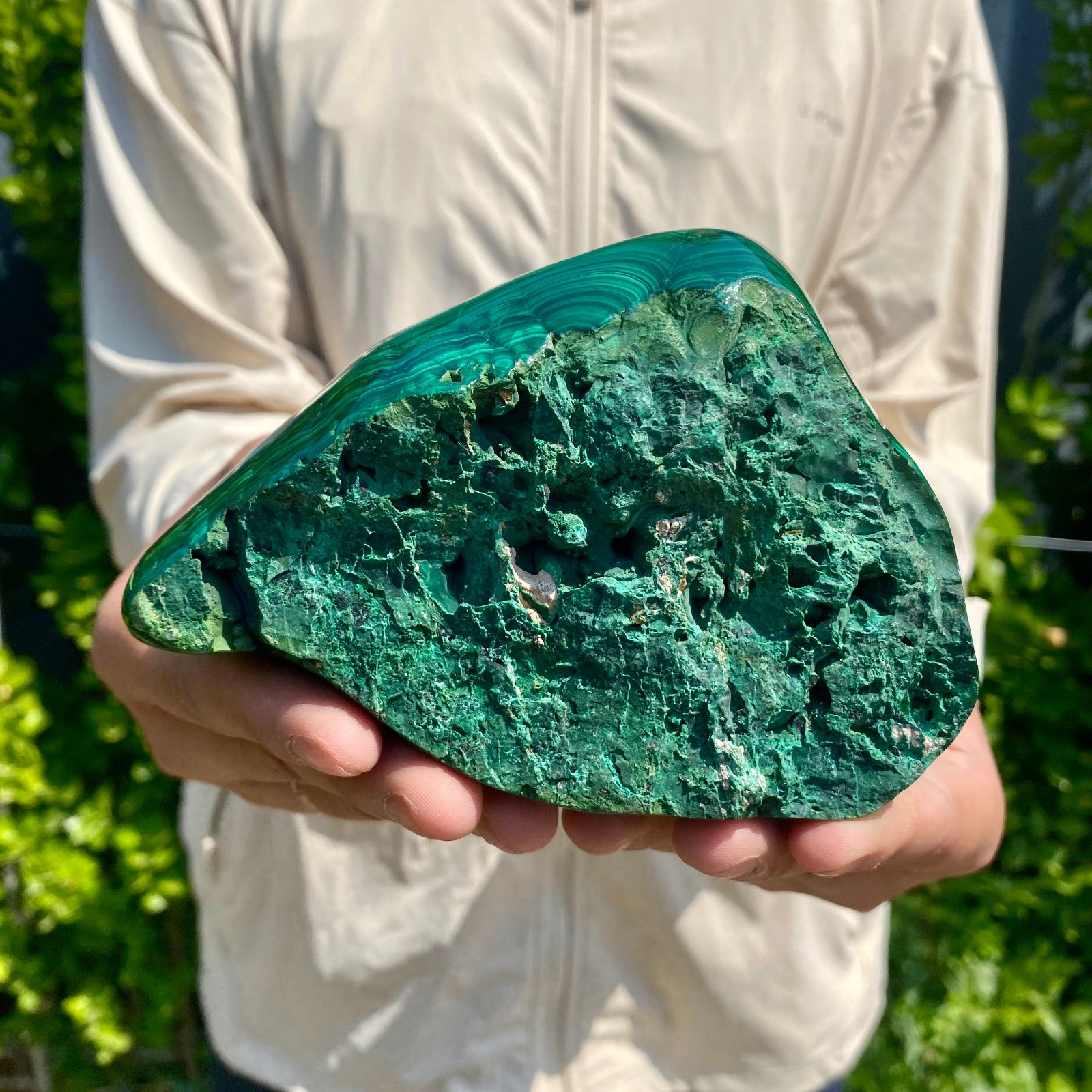 2.35LB Natural glossy Malachite transparent cluster rough mineral sample