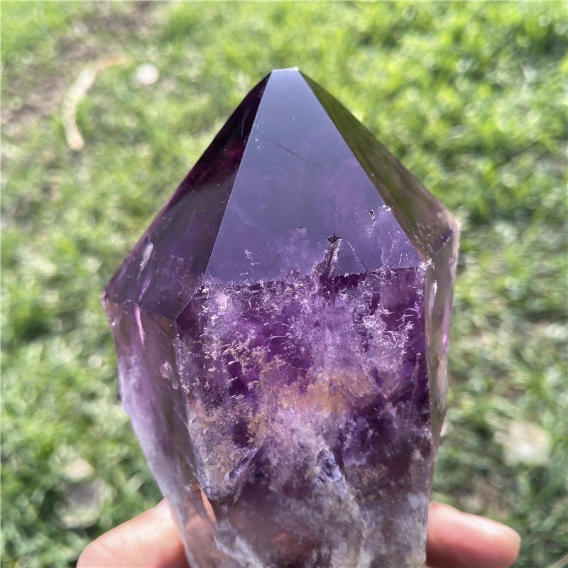 1.95LB Natural Amethyst Quartz Obelisk Rough Crystal Point Wand Healing Tower