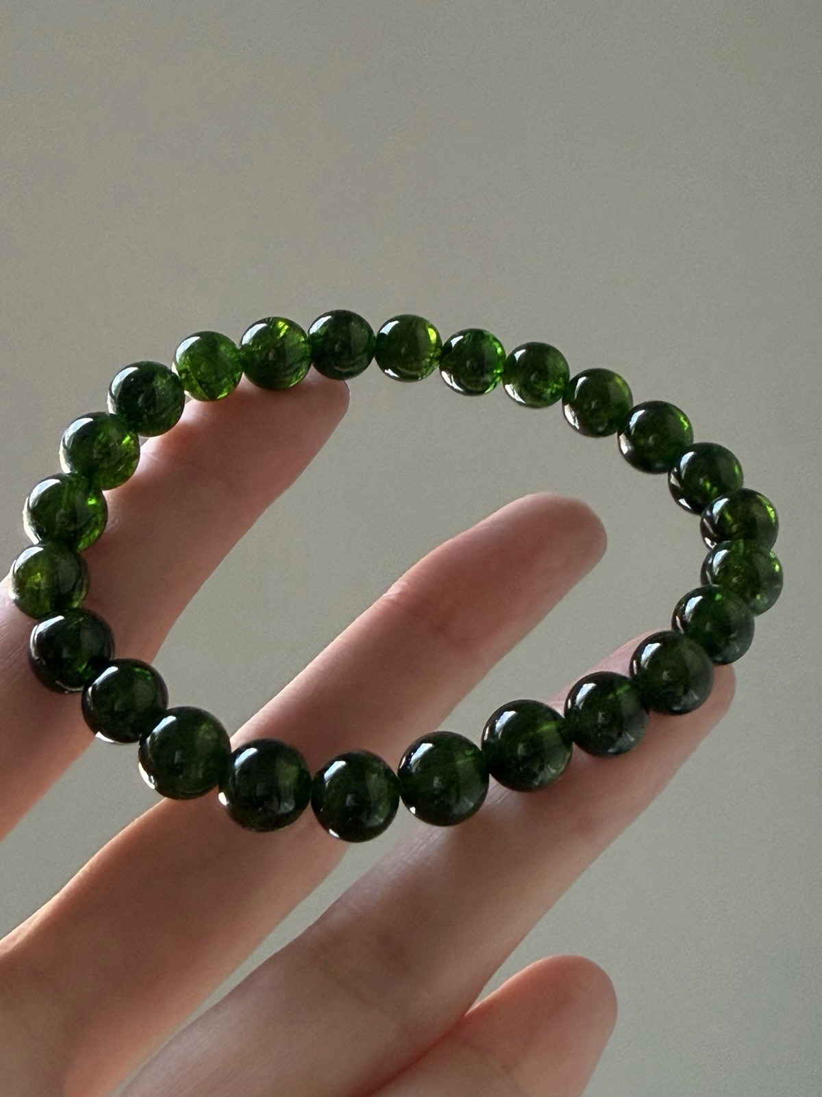 Transparent Chrome Diopside Deep Emerald Green Natural Gemstone Bracelet