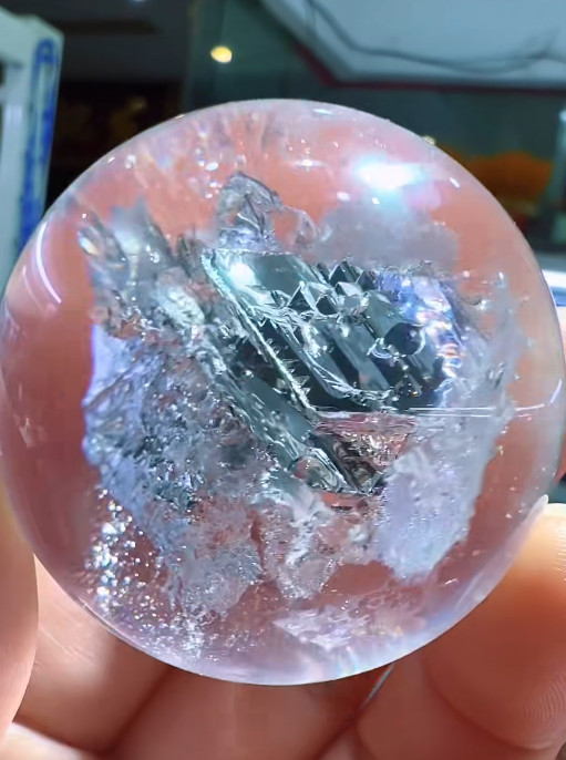 41mm Natural Enhydro Quartz Moving Water Drop Specimens Sphere Reiki