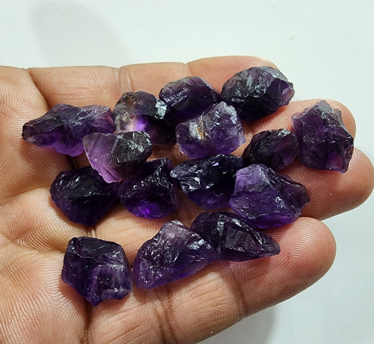 15 Pcs Awesome Purple Amethyst Rough Gemstone Chunks Size 17-21 MM Loose Rough