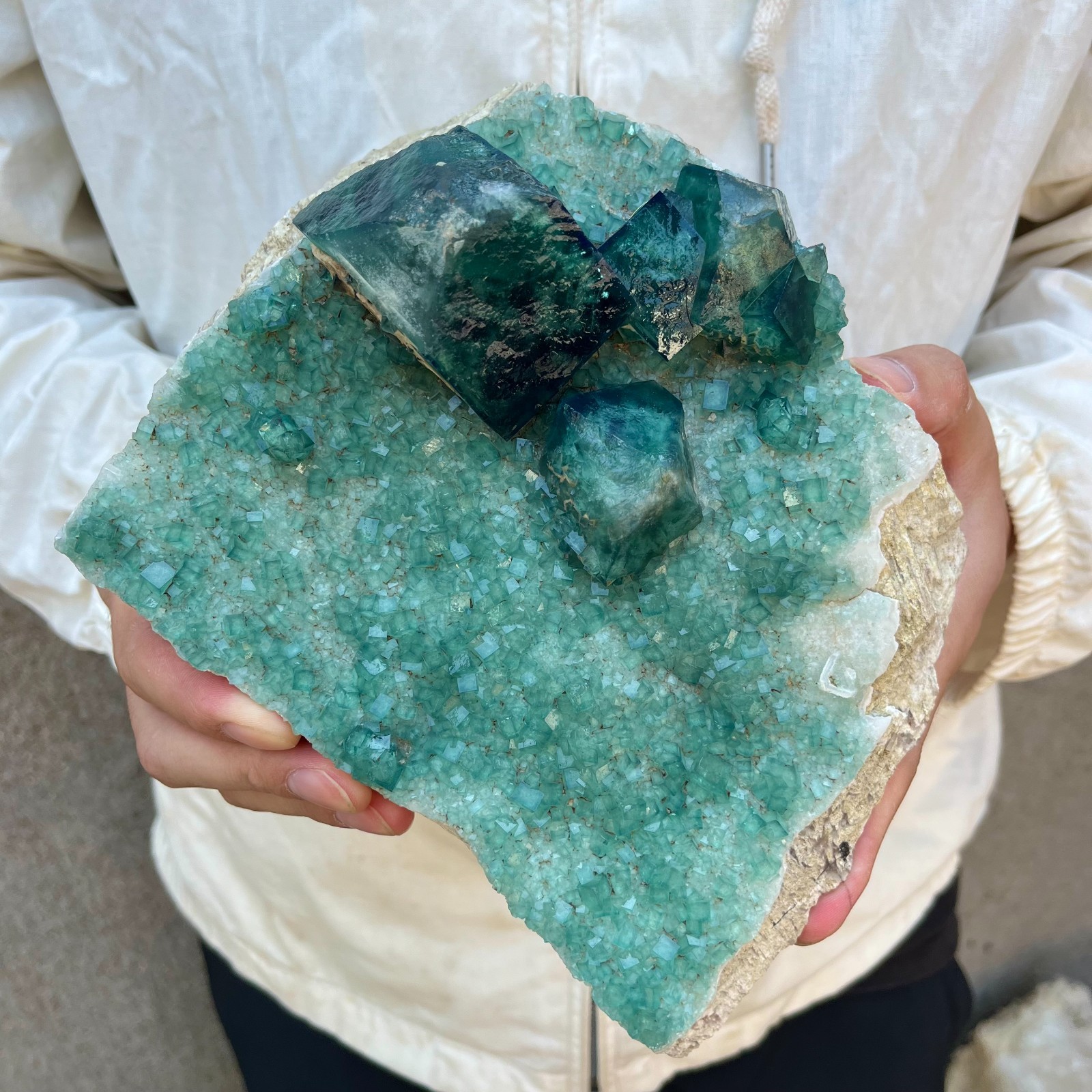 5.5LB Natural cubic green fluorite crystal cluster rough mineral specimen