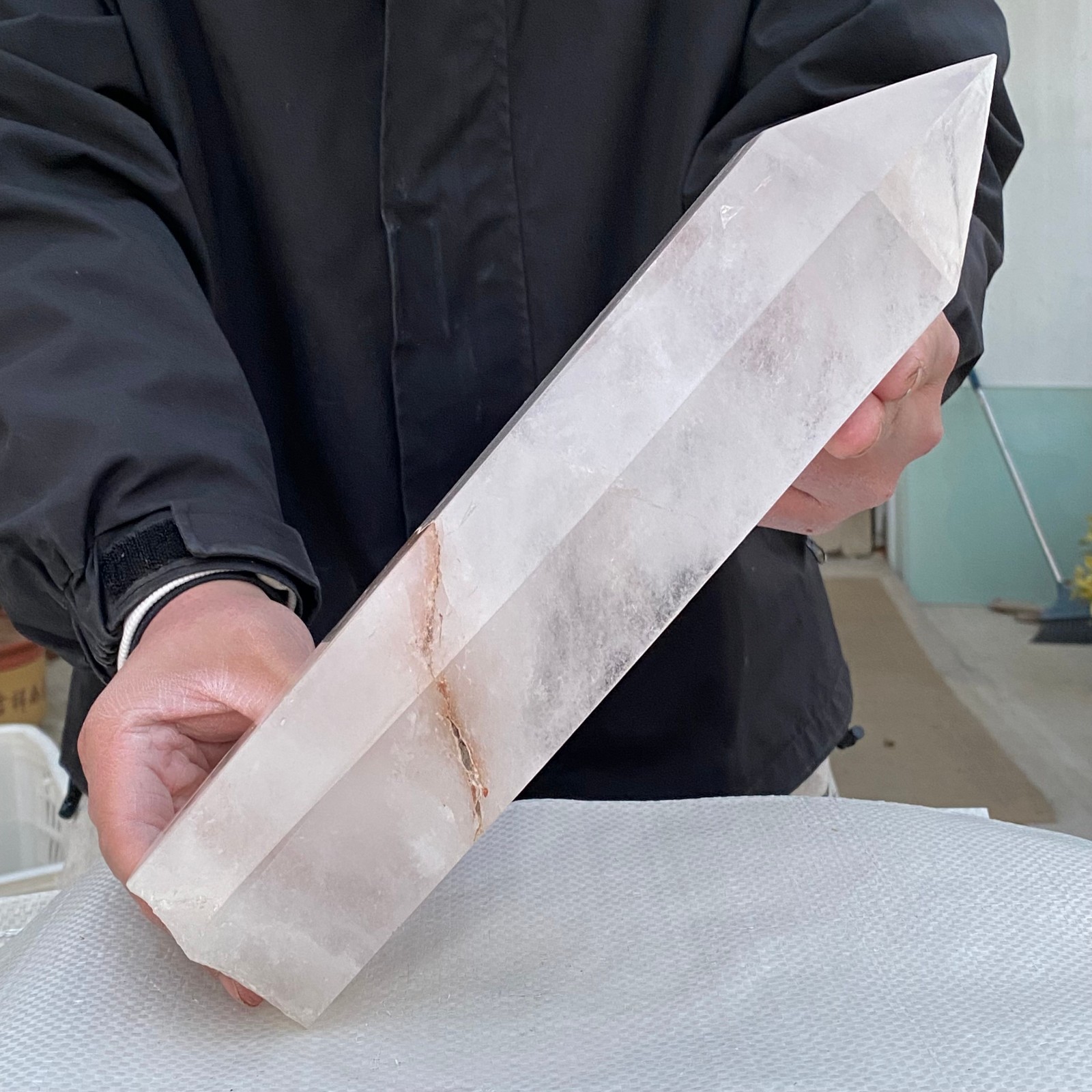6.5LB Large Natural white crystal pillar obelisk quartz crystal sample pillar