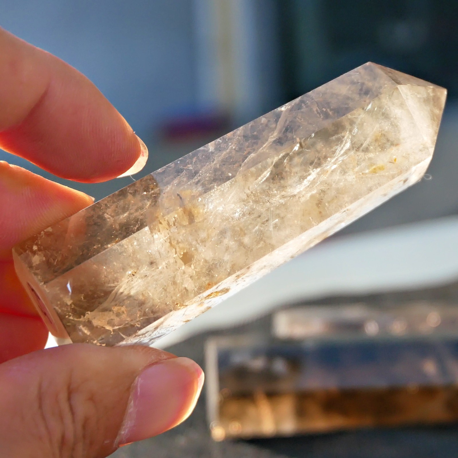 2.8″Smoky Quartz Point Healing Root Chakra Protection Crystal Tower Wand Decor*1