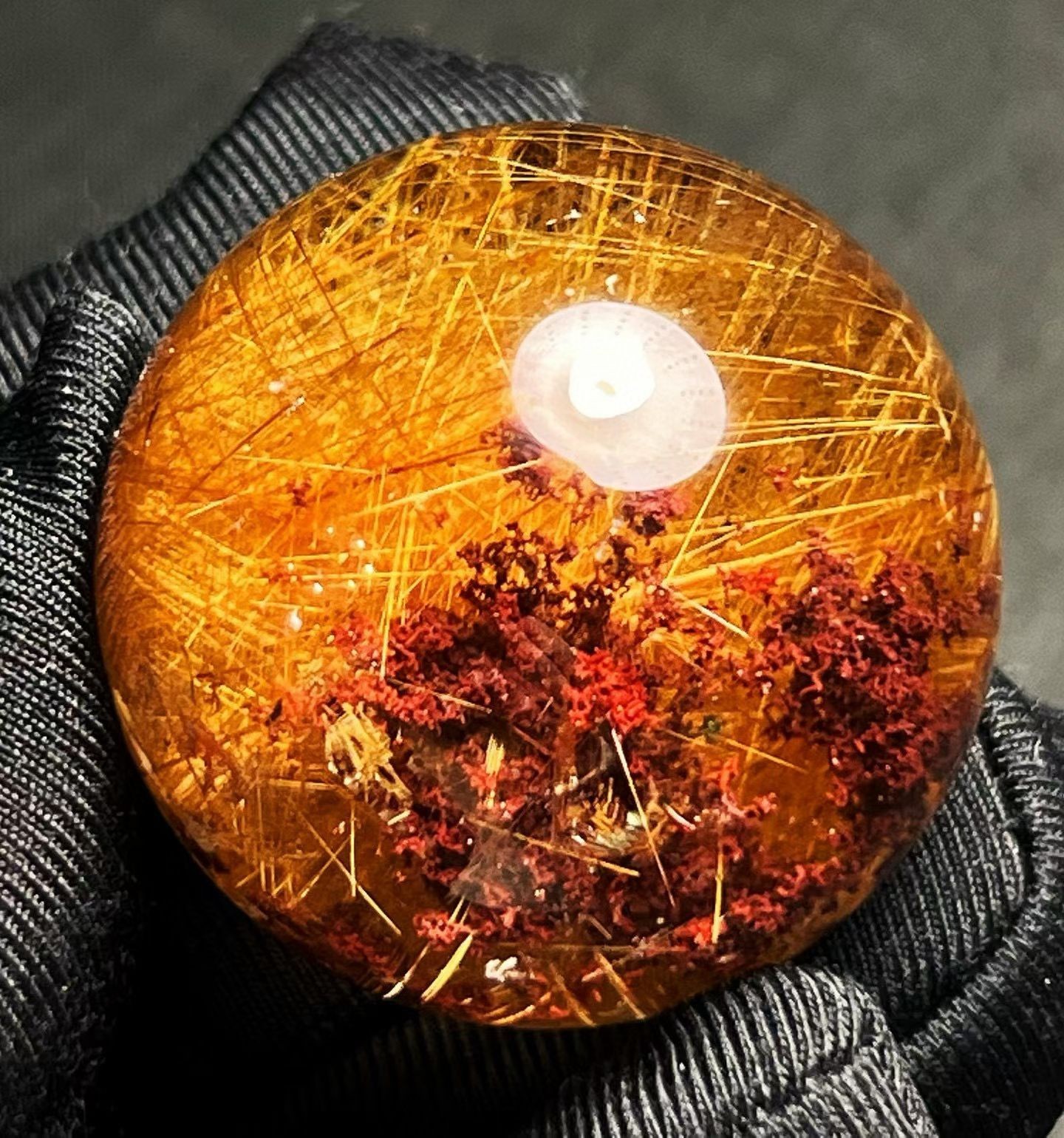 34mm Top Natural golden Rutile sphere Quartz Crystal ball Reiki Energy Healing