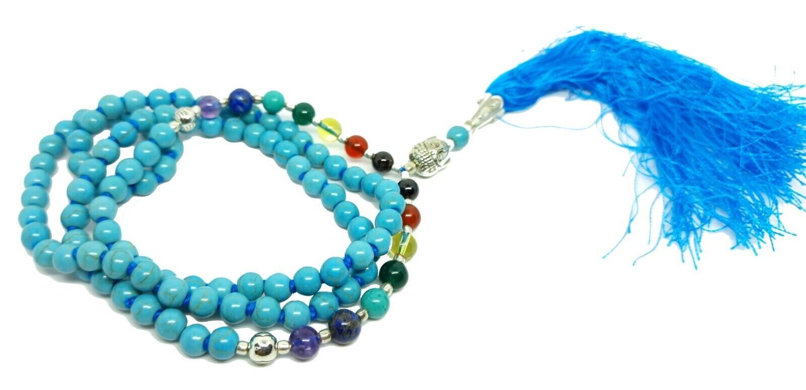 Natural Gemstone 7 Chakra Crystal Necklace 200% Real Agate Stone Mala