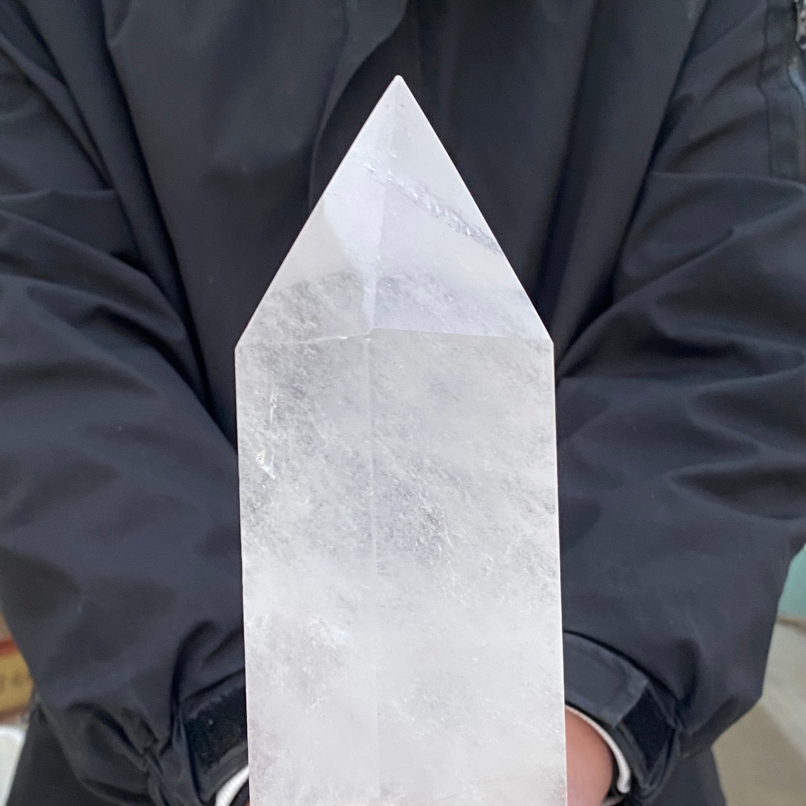 6.5LB Large Natural white crystal pillar obelisk quartz crystal sample pillar