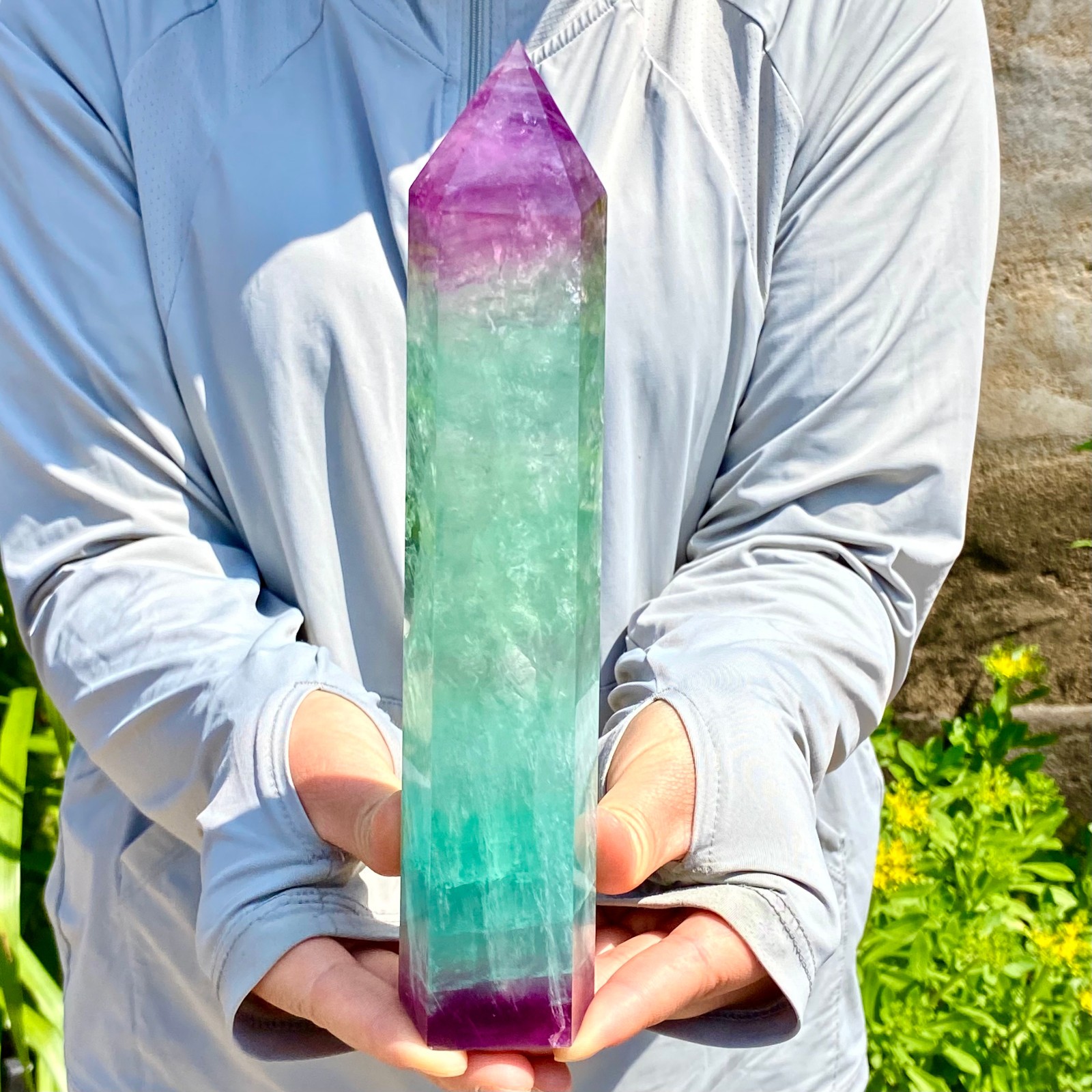 2.13LB Natural Fluorite Crystal Column Magic Wand Obelisk Point Earth Healing