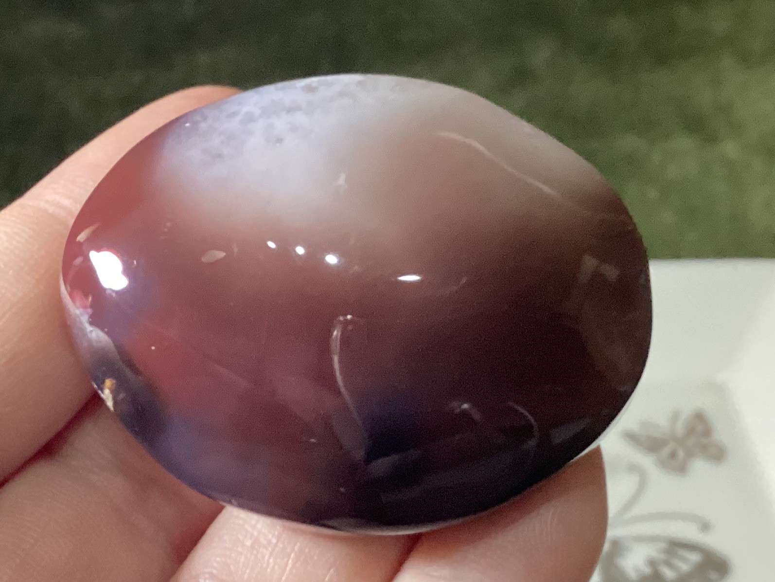 Crystal Red and Blue Agate Palm Stone