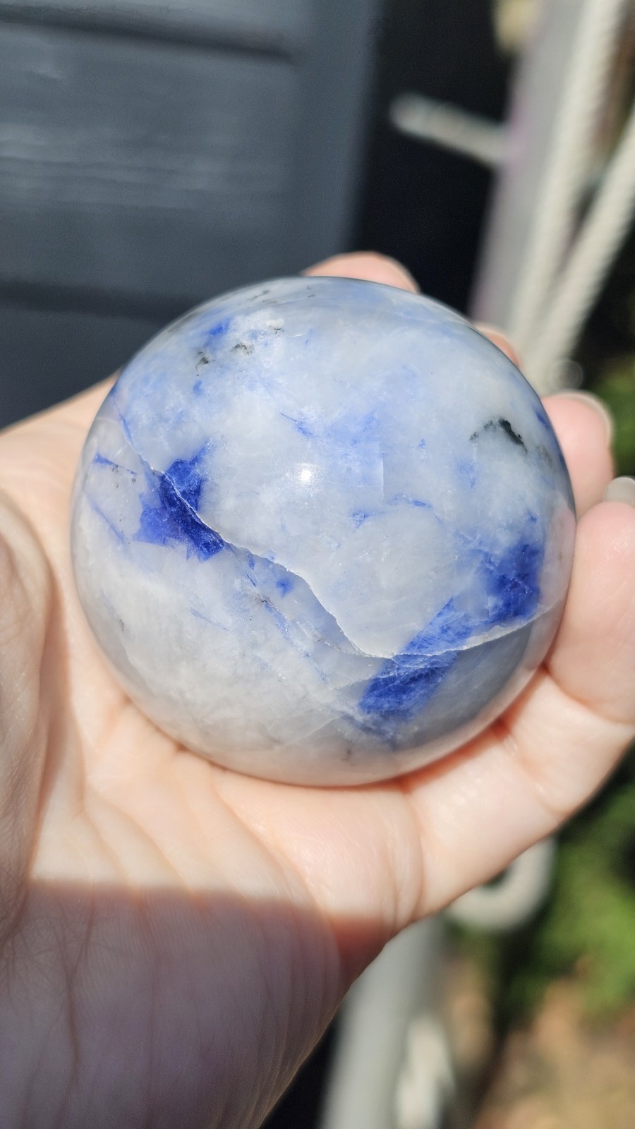Afghanite Crystal sphere Rare 5.2cm 192g Blue uv Reactive