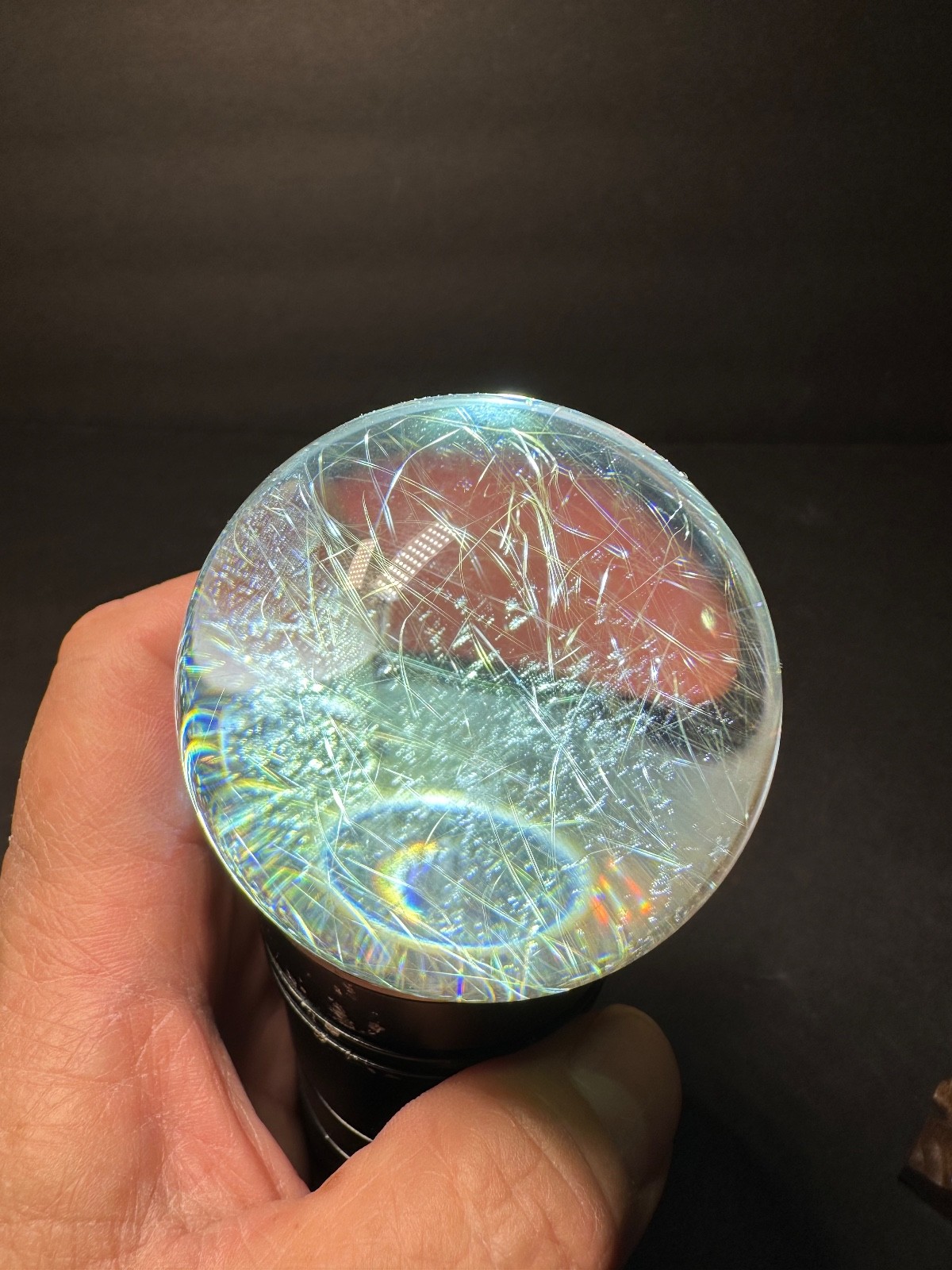 245g natural clear quartz gold rutile sphere polished crystal ball